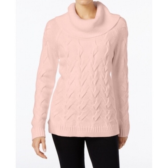 Calvin Klein Blush Cable Knit‎ Cowl Neck Sweater - Picture 1 of 6